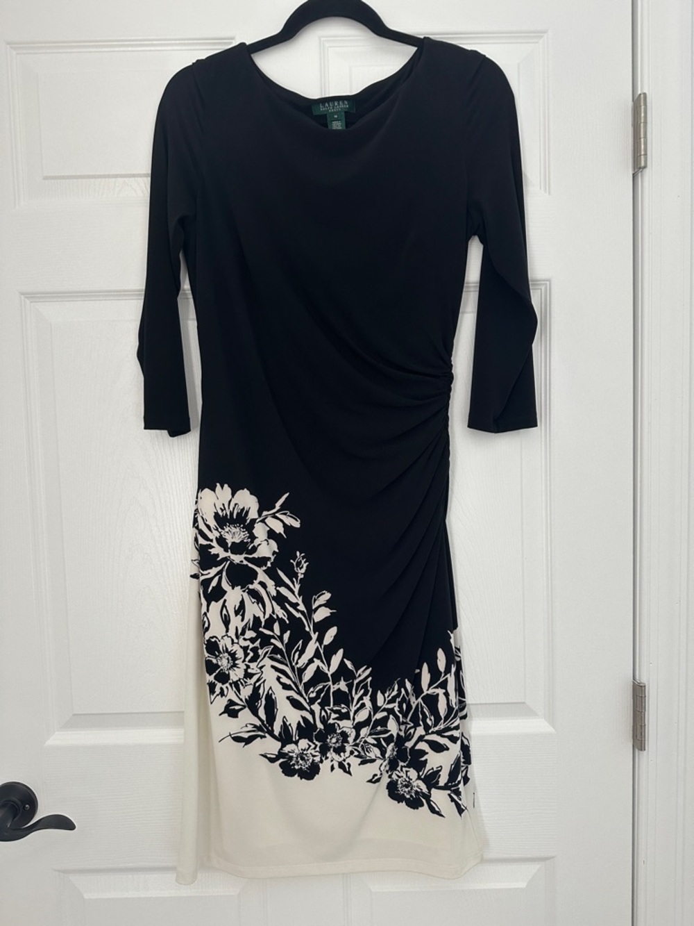 Lauren Ralph Lauren Black Dress with Cream Floral Hem